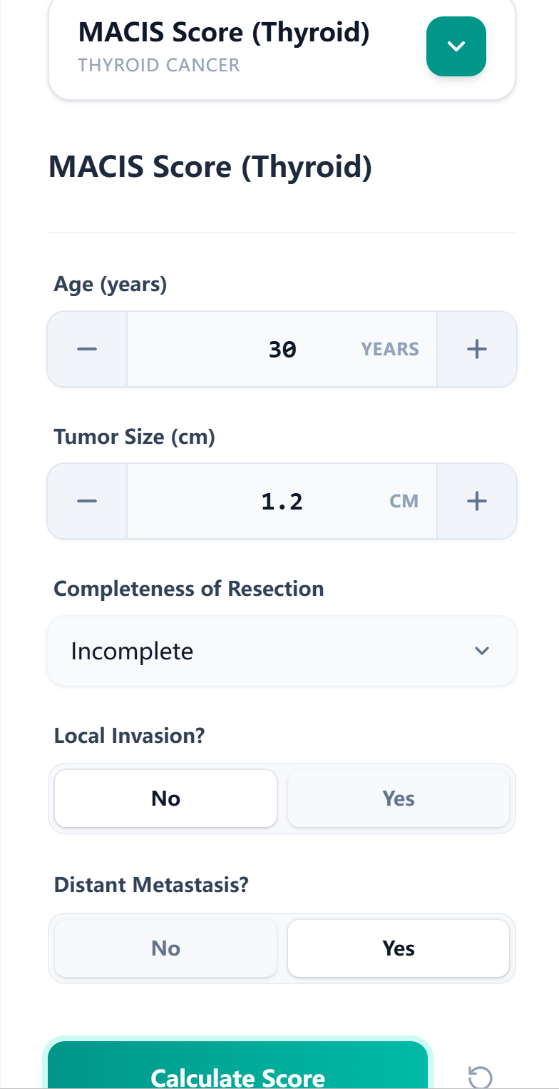Calculator input form